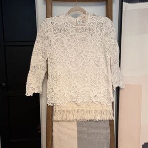 Rebecca Taylor Cream Lace Blouse
